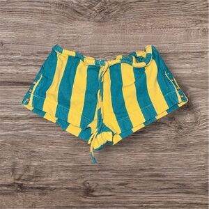 Free People Bold Yellow and Blue Striped Shorts